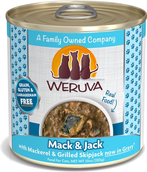 Weruva Mack & Jack with Mackerel & Grilled Skipjack Grain-Free Canned Cat Food, 10-oz, case of 12 slide 1 of 10