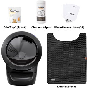 Litter-Robot 4 with Step & Core Accessories Kit Cat Litter Box, Black