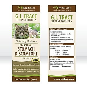 Wapiti Labs G.I. Tract Homeopathic Medicine for Digestive Issues for Cats, 2-oz bottle