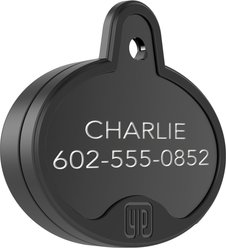 YIP Smart Tag Dog ID Tag - Works with Samsung Galaxy Phones, Oval, Black slide 1 of 3