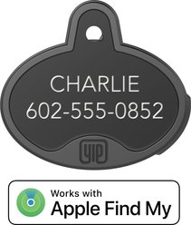 YIP Smart Tag ID & Tracker - Works with Apple Find My, Oval, Black slide 2 of 3