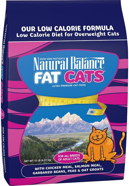 Natural Balance Fat Cats with Chicken Meal, Salmon Meal, Garbanzo Beans, Peas & Oatmeal Dry Cat Food, 15-lb bag slide 1 of 5