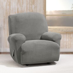 Sure Fit Stretch Morgan One Piece Slipcover & Recliner Dog & Cat Cover, Gray slide 2 of 3