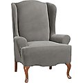 Sure Fit Stretch Morgan One Piece Slipcover & Wing Chair Dog & Cat Cover, Gray