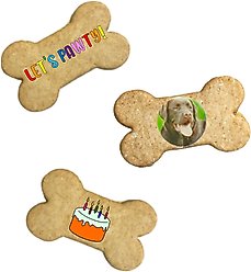 SPOTS NYC Let's Pawty Personalized Picture Peanut Butter Flavored Crunchy Dog Treats, 3 count slide 1 of 5
