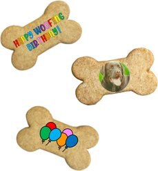 SPOTS NYC Happy Woofing Birthday Personalized Picture Peanut Butter Flavored Crunchy Dog Treats, 3 count