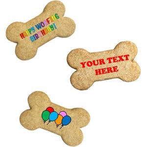 SPOTS NYC Happy Woofing Birthday Dog Biscuits Personalized Text Peanut Butter Flavored Crunchy Dog Treats, 3 count