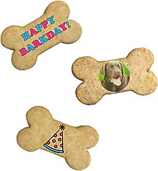 SPOTS NYC Happy Barkday Personalized Picture Peanut Butter Flavored Crunchy Dog Treats, 3 count
