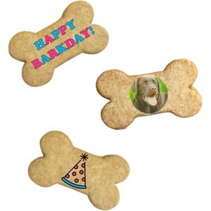 SPOTS NYC Happy Barkday Personalized Picture Peanut Butter Flavored Crunchy Dog Treats, 3 count