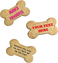 SPOTS NYC Mom's Favorite Personalized Text Peanut Butter Flavored Crunchy Dog Treats, 3 count