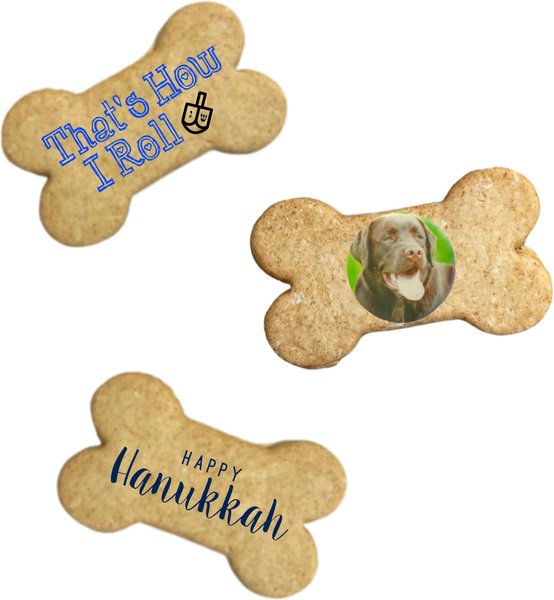 SPOTS NYC Hanukkah Personalized Picture Peanut Butter Flavored Crunchy Dog Treats, 3 count slide 1 of 5