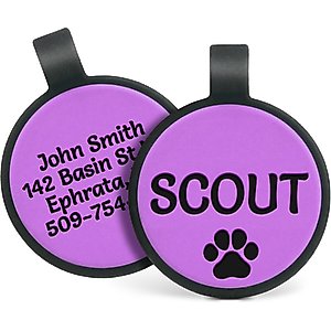 GoTags Personalized Silicone Round Dog & Cat ID Tag, Large, Purple