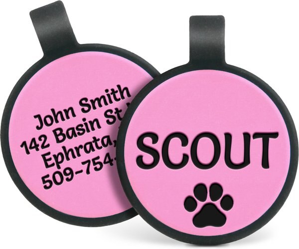 GoTags Personalized Silicone Round Dog & Cat ID Tag, Large, Pink slide 1 of 4