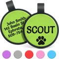 GoTags Personalized Silicone Round Pet ID Tag, Large, Green