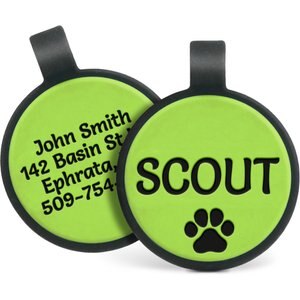 GoTags Personalized Silicone Round Dog & Cat ID Tag, Large, Green