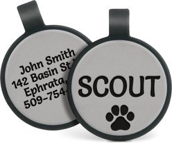 GoTags Personalized Silicone Round Dog & Cat ID Tag, Large, Gray