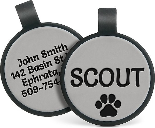 GoTags Personalized Silicone Round Dog & Cat ID Tag, Large, Gray slide 1 of 3