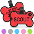 GoTags Personalized Silicone Bone Dog ID Tag, Large, Red