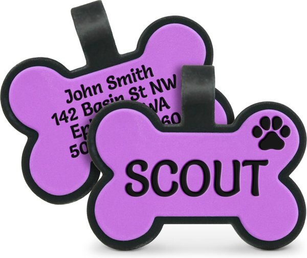 GoTags Personalized Silicone Bone Dog ID Tag, Large, Purple slide 1 of 4