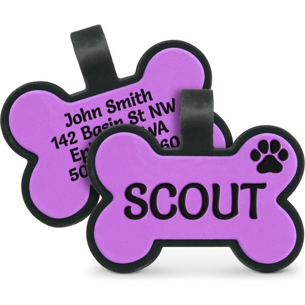 GOTAGS Personalized Silicone Round Dog & Cat ID Tag, Large, Purple