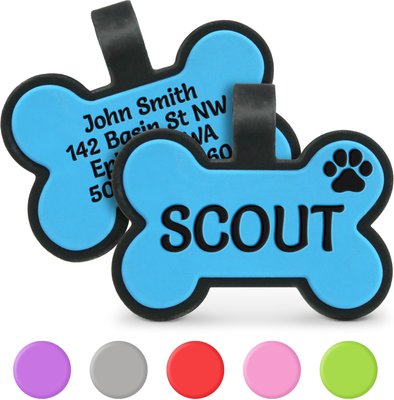 GoTags Personalized Silicone Bone Pet ID Tag, Large, slide 1 of 1