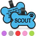 GoTags Personalized Silicone Bone Pet ID Tag, Large, Blue