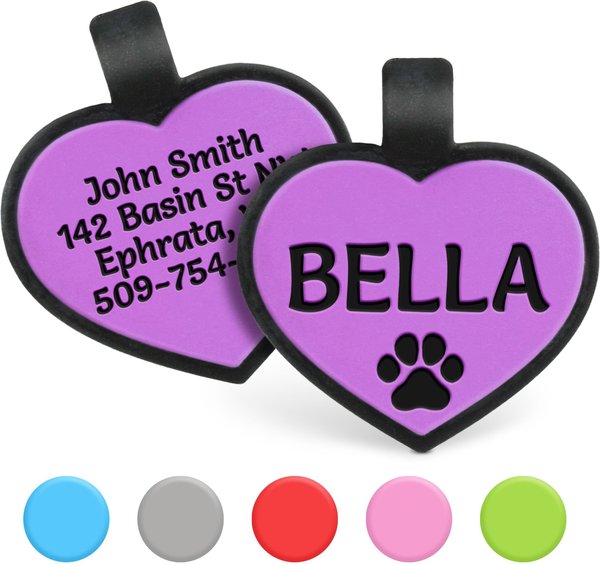 GoTags Personalized Silicone Heart Dog & Cat ID Tag, Large, Purple slide 1 of 3