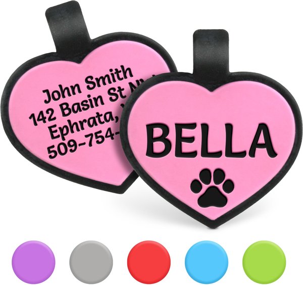 GoTags Personalized Silicone Heart Dog & Cat ID Tag, Large, Pink slide 1 of 3