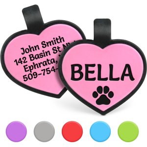 GoTags Personalized Silicone Heart Dog & Cat ID Tag, Large, Pink