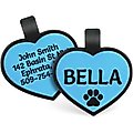 GoTags Personalized Silicone Heart Dog & Cat ID Tag, Large, Blue