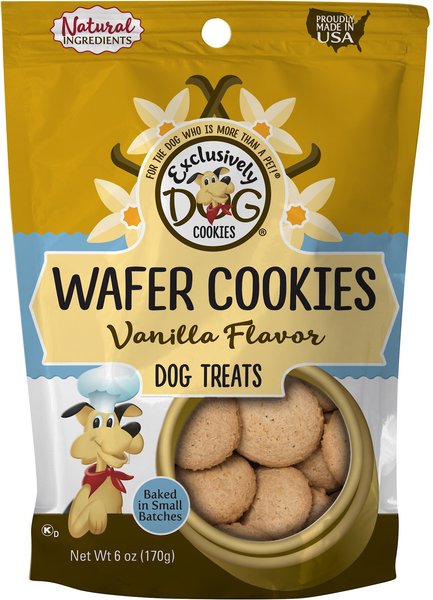 Exclusively Dog Wafer Cookies Vanilla Flavor Dog Treats, 6-oz bag slide 1 of 5