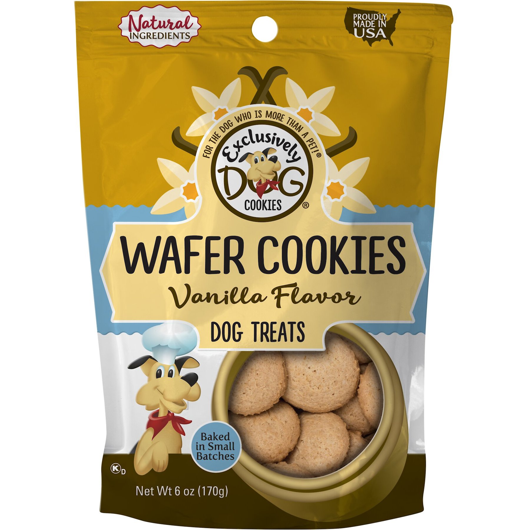 Discontinued EXCLUSIVELY DOG Wafer Cookies Vanilla Flavor Dog Treats 6 oz bag Chewy