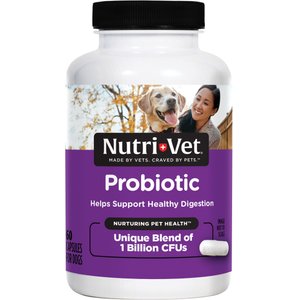 Nutri-Vet Probiotics Capsules Digestive Supplement for Dogs, 60 count