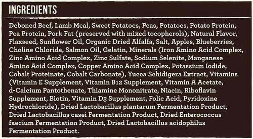 Show full view: Merrick Real Texas Beef + Sweet Potato Recipe Grain-Free Adult Dry Dog Food, 25-lb bag slide 4 of 9