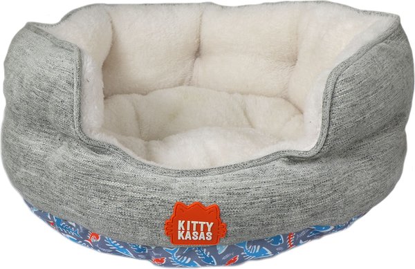 Kitty Kasa Bolster Cat Bed, Grey, Small slide 1 of 2