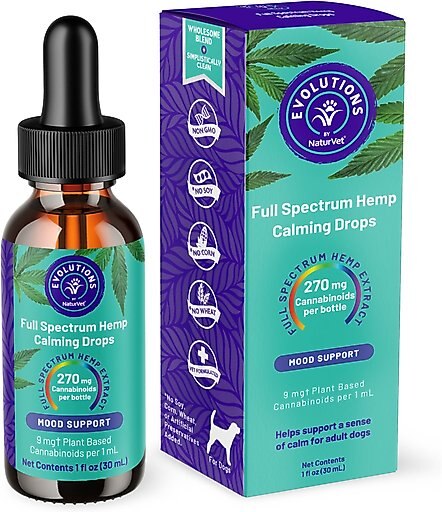 NaturVet Evolutions Full Spectrum Calming Liquid Supplement for Adult Dogs, 1-oz bottle