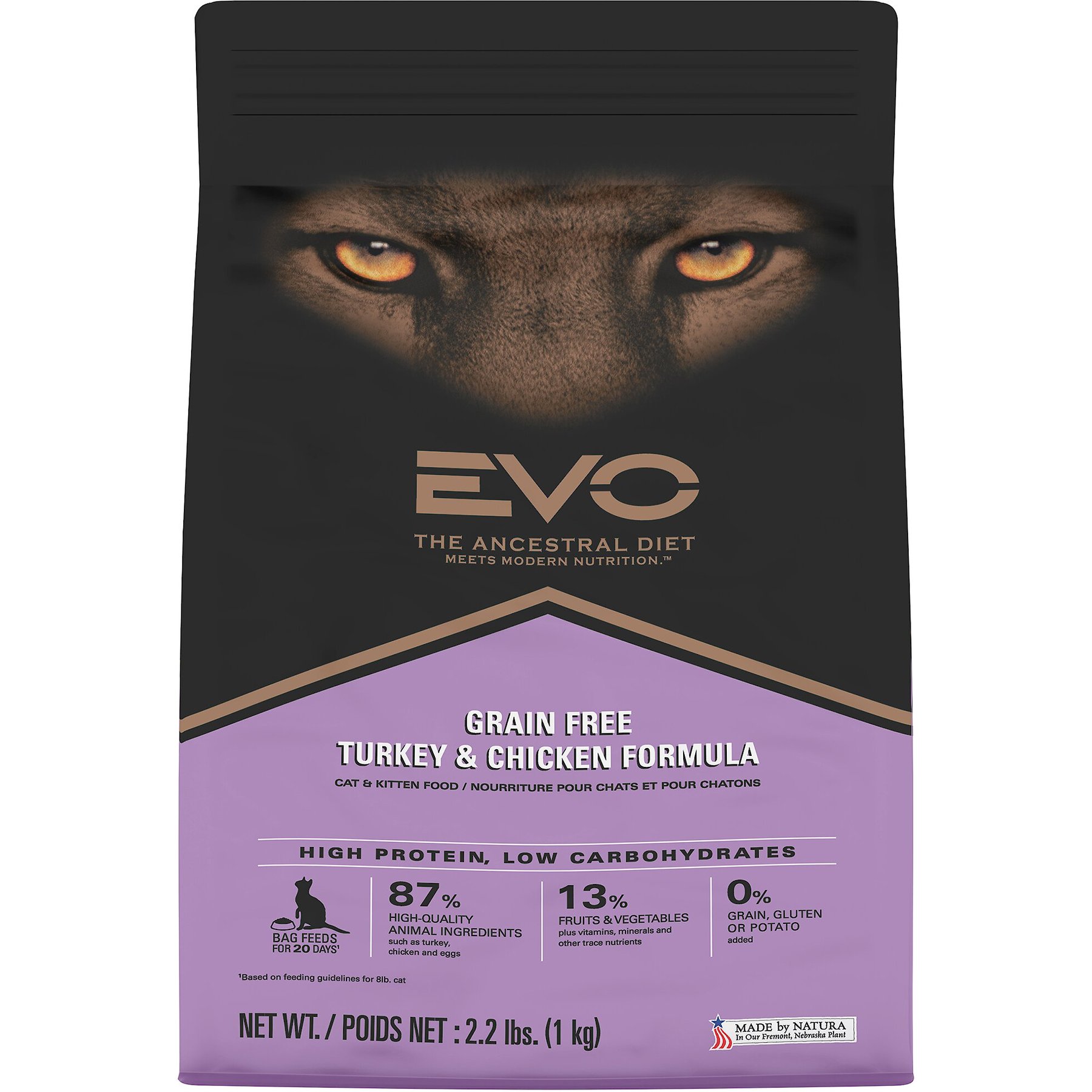 EVO Grain Free Turkey Chicken Formula Cat Kitten Food 2.2 lb