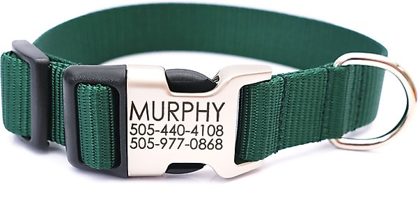 Mimi Green Personalized Nylon with Metal Hybrid Buckle Dog Collar, Forest Green, X-Large slide 1 of 6