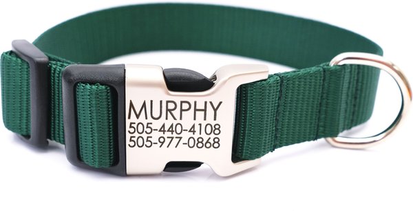 Mimi Green Personalized Nylon with Metal Hybrid Buckle Dog Collar, Forest Green, Giant slide 1 of 6
