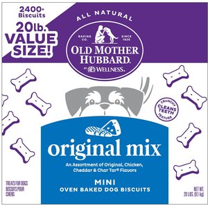 Old Mother Hubbard Classic Original Assortment Biscuits Baked Dog Treats, Mini, 20-lb box