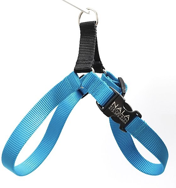 Mimi Green Personalized Nylon Harness w/Black Plastic Buckle Dog Harness, Peacock Blue, X-Large slide 1 of 2
