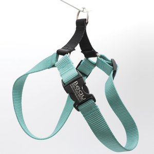 Mimi Green Personalized Nylon Harness w/Black Plastic Buckle Dog Harness, Teal, X-Small