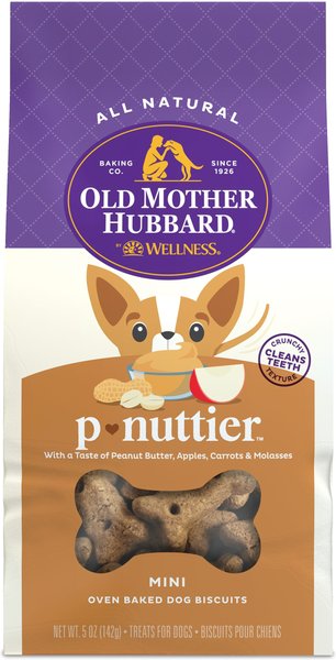 Old Mother Hubbard by Wellness Classic P-Nuttier Natural Mini Oven-Baked Biscuits Dog Treats, 5-oz bag slide 1 of 11