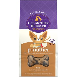Old Mother Hubbard by Wellness Classic P-Nuttier Natural Mini Oven-Baked Biscuits Dog Treats, 5-oz bag
