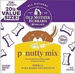 Old Mother Hubbard by Wellness P-Nutty Assorted Mix Natural Small Oven-Baked Biscuits Dog Treats, 20-lb box