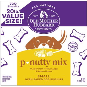 Old Mother Hubbard by Wellness P-Nutty Assorted Mix Natural Small Oven-Baked Biscuits Dog Treats, 20-lb box