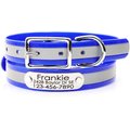 Mimi Green Waterproof Reflective w/Riveted Name Plate Dog Collar, Royal Blue, Large 1”
