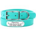 Mimi Green Waterproof with Riveted Name Plate Dog Collar, Teal, Large 1"