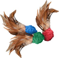 KONG Naturals Crinkle Ball with Feathers Cat Toy, Color Varies