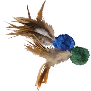 KONG Naturals Crinkle Ball with Feathers Cat Toy, Color Varies